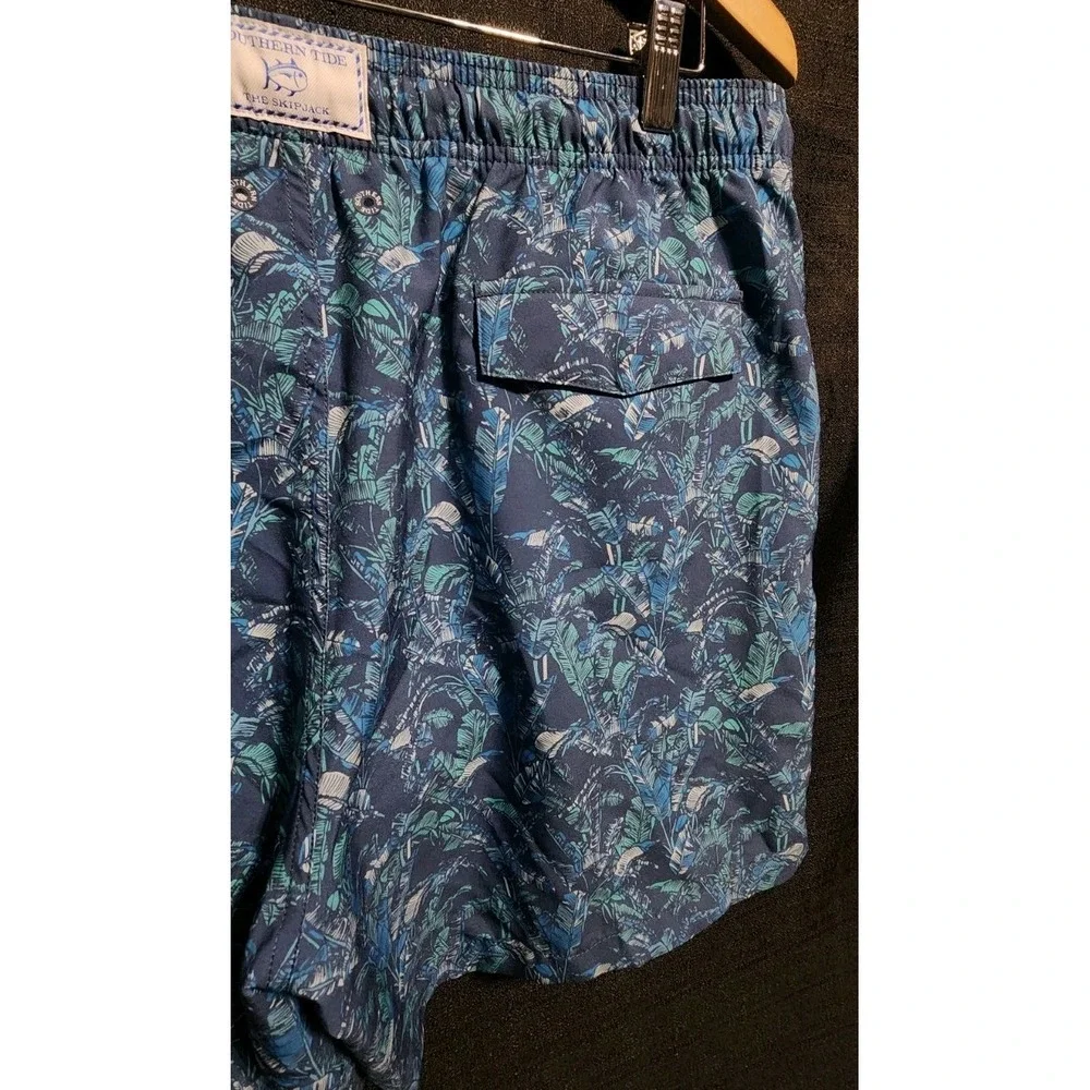 SOUTHERN TIDEMen's Banana Leaf Swim Trunk‎ Board Shorts Blue Tropical Sz XL NEW
